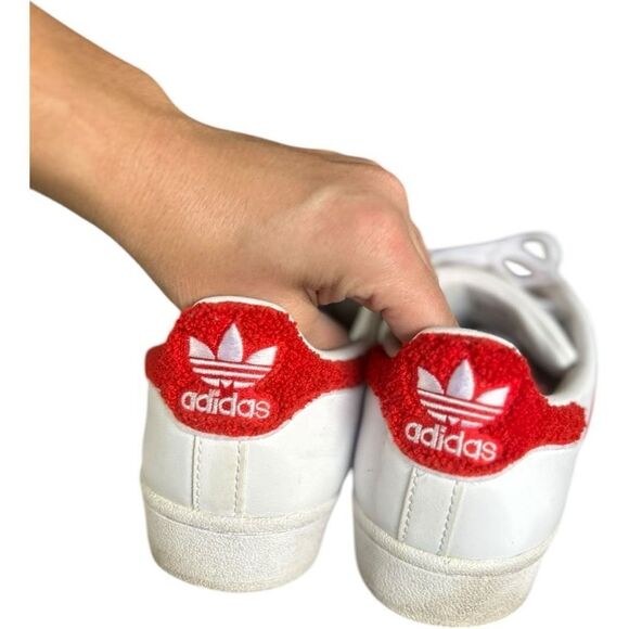 Adidas Superstar Fuzzy Red Striped Sneakers Size 9 Collegiate Valentine's Day - Picture 4 of 11